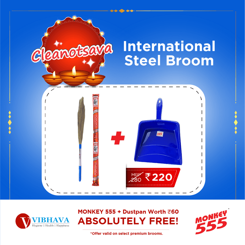 Monkey 555 International Steel Broom + Dustpan